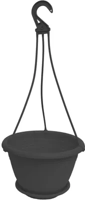 Produktbild von Geli Hängeampel Anthrazit Ø30cm Kunststoff mit Untersetzer & Aufhänger