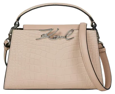 Obrázek produktu pro Karl Lagerfeld, taška přes rameno Signature Mini Croco, růžová barva "nude"
