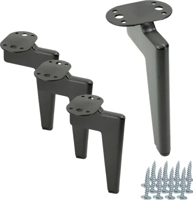 Image de Set de 4 pieds de meuble - Pieds à pic chromés élégants de 13 cm de haut pour canapés et commodes, métal avec base anti-rayures