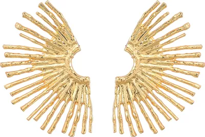 Produktbild von 1 Paar Ohrstecker für Damen, Sonnenblumenform, übertrieben hohl, rostfrei, galvanisiert, rutschfest, leicht, Ohrschmuck, Schmuck, glatte Ohrstecker