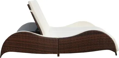 Produktbild von vidaXL Doppel-Sonnenliege mit Auflage Poly Rattan Braun