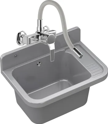Produktbild von Granitan | Waschbecken - Spülbecken 50x34x31 cm - Spüle Grau - Küchenarmatur FLEX - mit Siphon - PARON