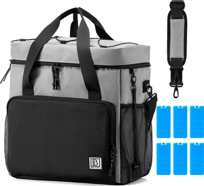 Produktbild von Brisby 4-lagig isolierte Kühltasche - Lunchbag 40 Liter - Schwarz Grau mit Orange