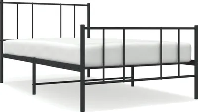 Zdjęcie produktu dla Metalowa Rama Łóżka Z Wezgłowiem I Zanóżkiem, Czarna, 75X190 Cm Lumarko!