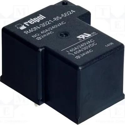 Obrázek produktu pro 1x Relé: elektromagnetické. Spouštěcí cívka: 24VAC, 40A. Série: R40N. Typ: R40N-3021-85-5024
