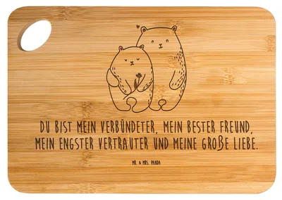 Produktbild von Mr. & Mrs. Panda Holzbrett Bären Liebe - Transparent - Geschenk, Ehe, Brett, Freundin, Schneidebrett, Verknallt, Kuscheln, Frühstücksbrett, Hackbrett, holzschneidebrett
