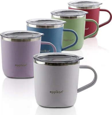 Obrázek produktu pro eppikan® eppiLungo 2022 nerezový termohrnek, izolační hrnek, šálek na kávu, hrnek, termohrnek 220 ml s víčkem, na kávu a čaj (Crayon Grey)