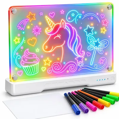 Produktbild von LED-Zeichenbrett Kinder 17 Zoll, wiederaufladbare Leuchttafel zum Zeichnen & Malen, abwischbar, Kreativspielzeug für Mädchen & Jungen ab 3 Jahren