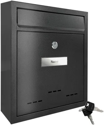 Productafbeelding van Ibenzoa® Moderne, zwarte metalen brievenbus, formaat A4 met invoeropening, afmetingen 31 x 26,2 x 8 cm – Invoeropening 23 x 4 cm, naamplaatje en cilinderslot met 2 sleutels
