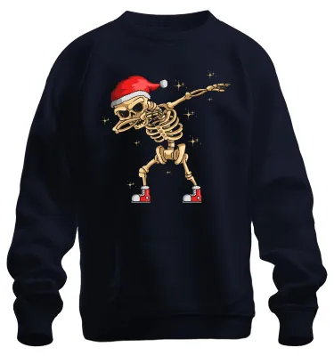 Produktbild von Dabbing Skelett Weihnachtsmütze - Weihnachten Sweatshirt Pullover, Navy, M