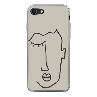 Produktbild von MuchoWow® Handyhülle Schutzhülle Hülle für iPhone SE 2022 Auge - Abstrakt - Strichzeichnung Silikon Softcase Handy Hülle - Schutzhülle
