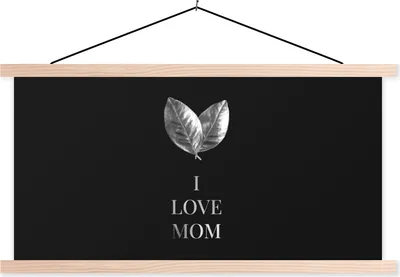 Produktbild von MuchoWow® Textilposter Muttertag - Ich liebe dich - Mama - schwarz-weiß 60x30 cm mit holzfarbenen Rahmen - Dekoration