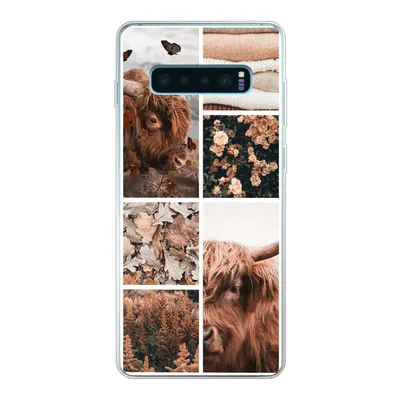 Produktbild von MuchoWow® Handyhülle Schutzhülle Hülle für Samsung Galaxy S10 Plus Schottischer Highlander - Collage - Blumen Silikon Softcase Handy Hülle - Schutzhülle