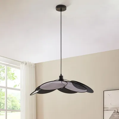 Zdjęcie produktu dla Lampa wisząca 'Blackwood' Lampa wisząca o wyglądzie kwiatu metal/tekstylia czarny