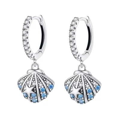Produktbild von maritime Ohrcreolen Ohrschmuck Ohrringe Muschel Zirkonia Mädchen (GESCHENKIDEE), inklusive Geschenkschachtel