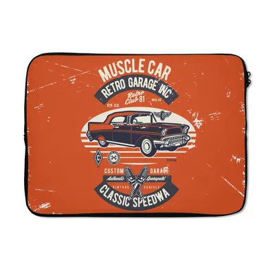 Produktbild von MuchoWow® Laptop Hülle 13 Zoll Auto - Orange - Oldtimer - Zitat Laptoptasche - Laptophülle - Sleeve - Rundumschutz
