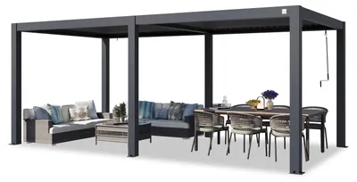 Obrázek produktu pro PRIMEYARD Pergola 3x6 m s hliníkovými sloupky a hliníkovou lamelovou střechou - antracitová