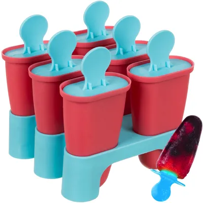 Immagine prodotto di Set di 6 stampi per ghiaccioli con bastoncini per ghiaccioli e portagelati Senza BPA Gelato fatto in casa Sorbetto ghiacciato 24248