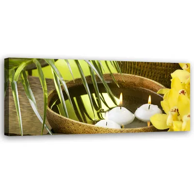 Produktbild von Leinwandbild Bambusblumen Zen 120x40 Feeby Grün bild für die wand bereit zum aufhängen