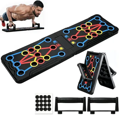 Produktbild von Push Up Board 14 in 1, multifunktionale Pushup-Bar, für Krafttraining, faltbar, farbcodiert