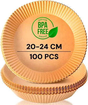 Imagen del producto de Papel de hornear redondo, 100 unidades, de 20-24 cm, para freidoras de aire