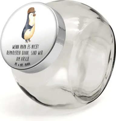 Produktbild von Mr. & Mrs. Panda Teedose Wenn Papa es nicht reparieren kann, sind wir am Arsch XL 2000ml - Weiß - Geschenk, Vater, Vorratsglas, Bruder, Vatertag, Pinguin, Vorbild