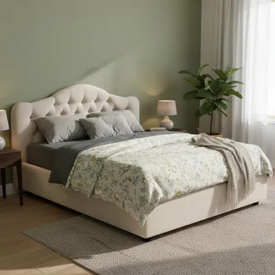Image de Allik - Lit Double, Beige, Matelas Inclus  Italy