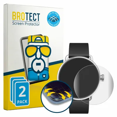 Produktbild von 2x BROTECT Fullscreen Schutzfolie für Withings ScanWatch (38 mm) Displayschutz Folie Fullcover Klar Transparent
