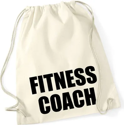 Produktbild von Huuraa Turnbeutel Fitness Coach Training 12 Liter Natural Baumwolle Rucksack Geschenkidee