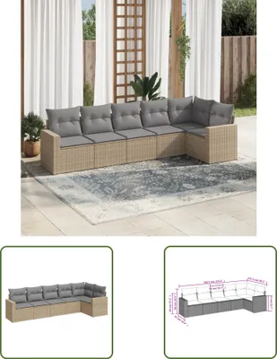 Produktbild von The Living Store 6-tlg. Garten-Sofagarnitur mit Kissen Beige Poly Rattan