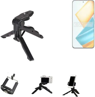 Produktbild von K-S-Trade Stativ Tisch-Ständer Dreibein Handy-Stativ Ständer kompatibel mit Honor 90 GT Mini-Stativ Smartphone Tripod Handy-Stativ aus Plastik
