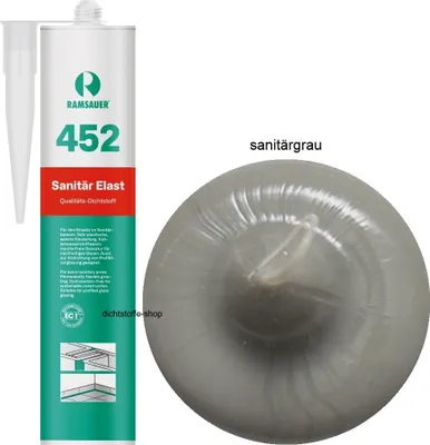 Produktbild von Ramsauer 452 Sanitär Elast 1K Silikon Dichtstoff 310ml Kartusche Sanitärgrau
