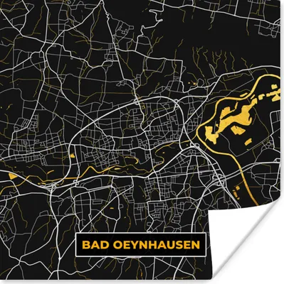 Produktbild von MuchoWow® Poster Deutschland - Schwarz und Gold - Bad Oeynhausen - Stadtplan - Karte 50x50 cm - Wohnzimmerdekoration