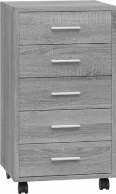 Obrázek produktu pro vidaXL Zásuvková skříňka s kolečky Dřevěný materiál Grey Sonoma