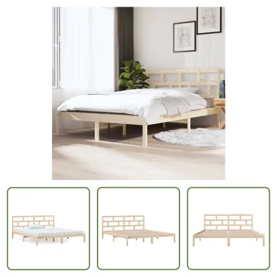 Image de The Living Store Lit en bois massif 135x190 cm