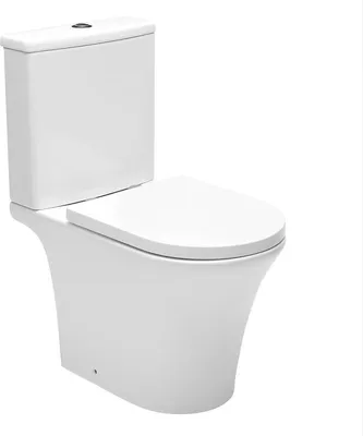 Produktbild von SAT Brevis Stand-WC Kombi-WC mit Spükasten Toilette komplett Set mit Softclose spülrandlos und variabler Abgang, weiß