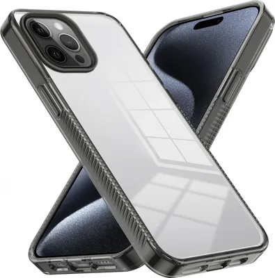 Image de Coque pour iPhone 12 Pro Max Antidérapante, Transparente, Antichoc Coque de protection TPU Noir