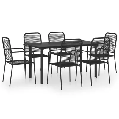 Image de vidaXL Ensemble de jardin 7 pièces noir verre et acier