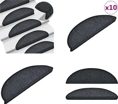 Produktbild von vidaXL Stufenmatten 10 Stk. 56x17x3 cm Anthrazit - Treppenmatte - Treppenmatten - Treppenteppich - Treppenschutz