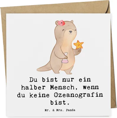 Produktbild von Mr. & Mrs. Panda doppelkarte Ozeanografin Herz - Weiß - Geschenk, Klappkarte, Glückwunschkarte, Spruch, faltkarte, anlasskarte, Studium, Lustig, Meeresbiologe, Witzig