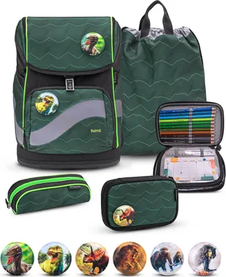 Immagine prodotto di Belmil Smarty Plus Set di zaini Premium da 5 pezzi "Twist of Lime"