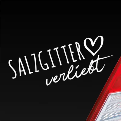 Produktbild von Auto Aufkleber Salzgitter verliebt Herz Stadt Heimat Liebe Car 19x7 cm Weiss Glanz Sticker Heckscheibenaufkleber