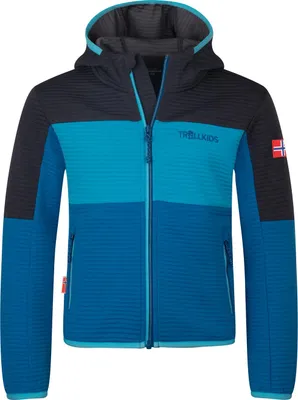 Produktbild von TROLLKIDS Sogndal XT Kinder Outdoor Fleece Jacke mit Kapuze blau 140