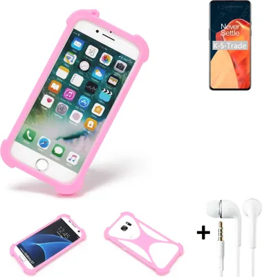 Produktbild von K-S-Trade Bumper + Kopfhörer kompatibel mit OnePlus 9 Handy Hülle Schutzhülle Silikon Schutz Hülle Cover Case Silikoncase Silikonbumper TPU