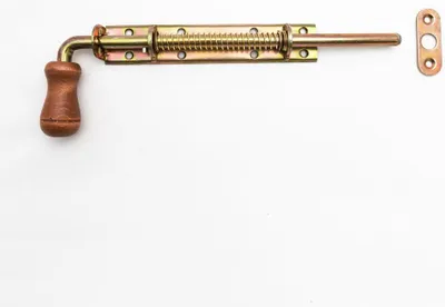 Produktbild von BKshop | Türriegel - Federriegel - 150x30 mm - Gelb Verzinkt - Für Türen und Schränke - Torriegel - WSPU 150 - Griff aus Holz