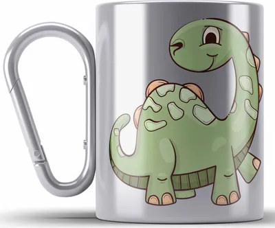 Produktbild von Trendation - Coole Edelstahl Tasse Karabiner für Dinofans Dinosaurier Geschenkidee Jungs Jungen Geschenke Lustig (Silber)