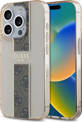 Produktbild von Guess iPhone 15 Pro Back cover case - IML 4G Stripe - Brown