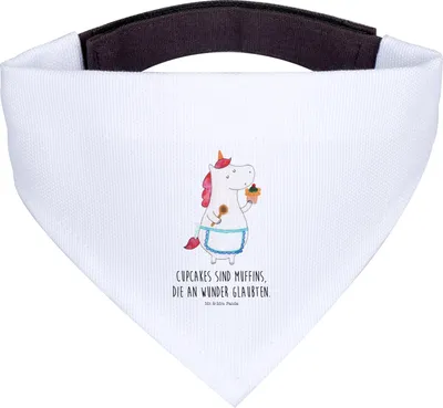 Produktbild von Mr. & Mrs. Panda Halstuch Einhorn Küche - Weiß - Geschenk, Tuch, Einhörner, Torte, Für Hunde, Kuchen, Muffin, Hunde-Bandana, Träumen, Unicorn, Hundehalstuch