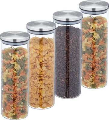 Produktbild von zestaw 4 słoików do przechowywania relaxdays o pojemności 1,6 litra każdy