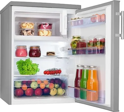 An open refrigerator filled with various food items and drinks.